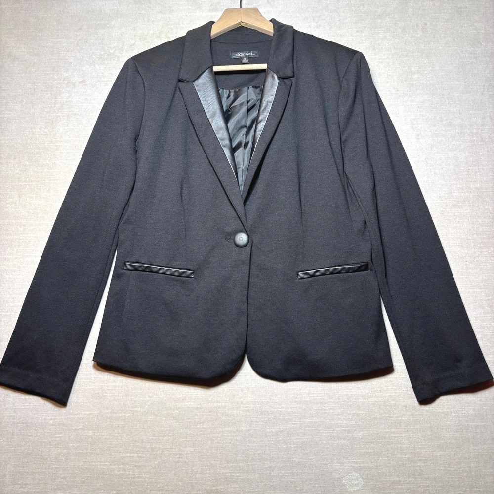 Notations Blazer Womens M Black Single Button Tailored Career